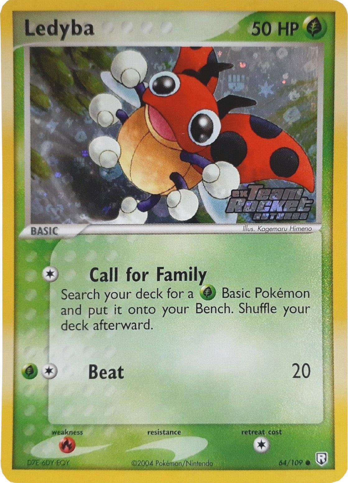 64, Common, EX: Team Rocket Returns, Fire[×2], Grass, Reverse Holofoil Ledyba (64/109) (Stamped) [EX: Team Rocket Returns] - Trading Card World