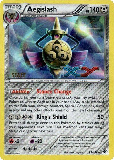 86, Fire [x2], Holofoil, Metal, Promo, Psychic [-20], XY: Black Star Promos Aegislash (86/146) (Staff Prerelease Promo) [XY: Black Star Promos] - Trading Card World