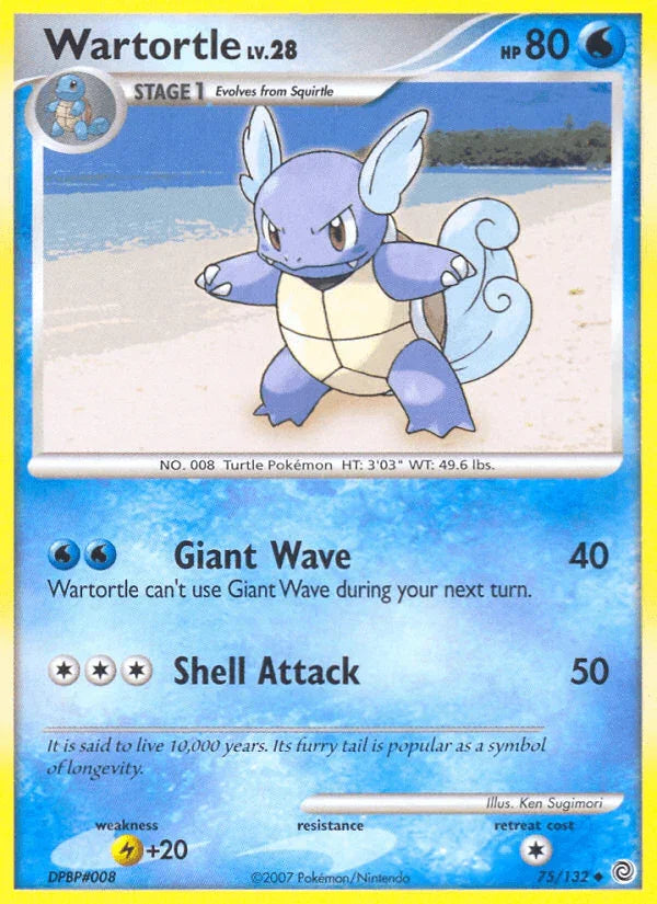 75, Diamond & Pearl: Secret Wonders, Lightning[+20], Normal, Reverse Holofoil, Uncommon, Water Wartortle (75/132) [Diamond & Pearl: Secret Wonders] - Trading Card World