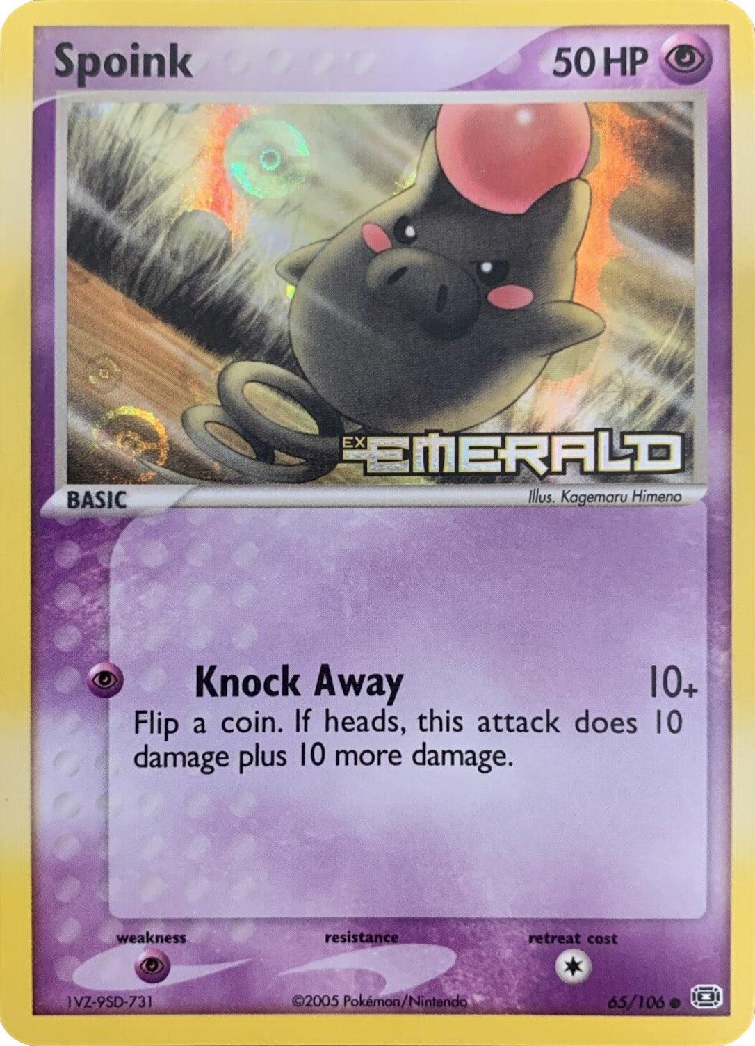 65, Common, EX: Emerald, Psychic, Psychic[×2], Reverse Holofoil Spoink (65/106) (Stamped) [EX: Emerald] - Trading Card World