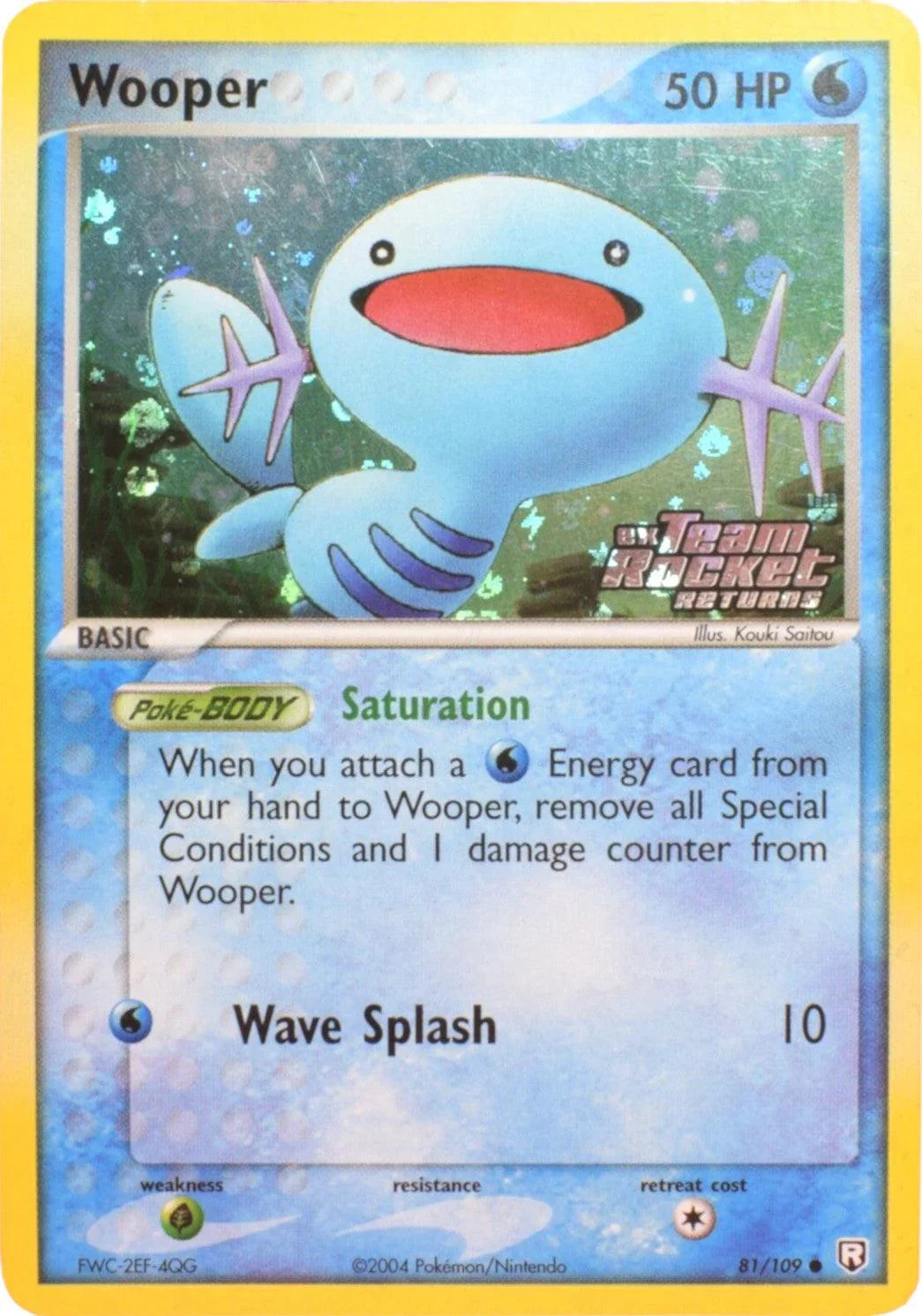 81, Common, EX: Team Rocket Returns, Grass[×2], Reverse Holofoil, Water Wooper (81/109) (Stamped) [EX: Team Rocket Returns] - Trading Card World
