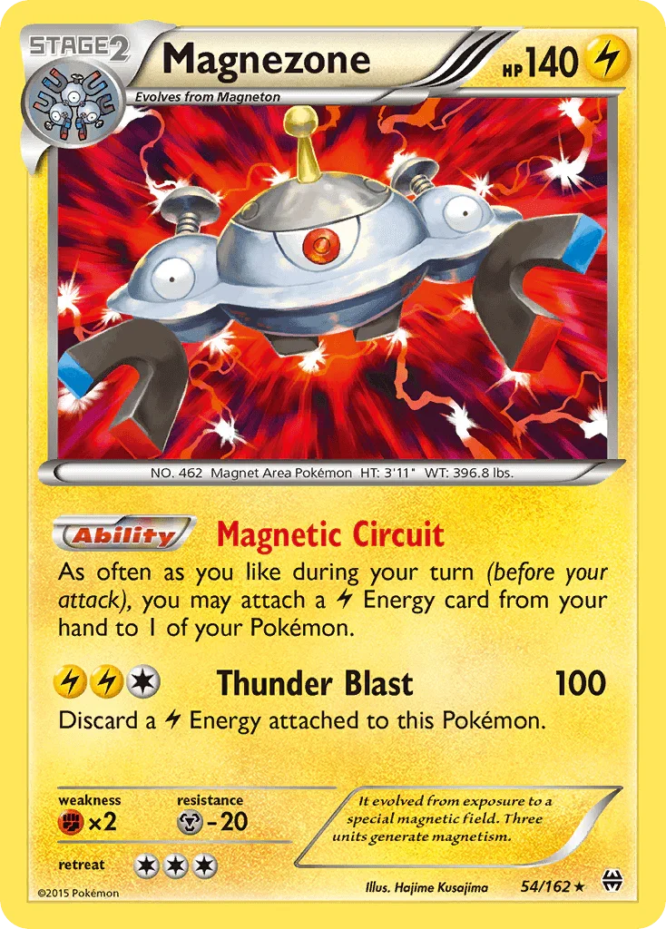 54, Fighting[×2], Holo Rare, Holofoil, Lightning, Metal[-20], Reverse Holofoil, XY: BREAKthrough Magnezone (54/162) [XY: BREAKthrough] - Trading Card World