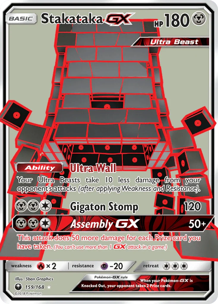 159, Fire[×2], Holofoil, Metal, Psychic[-20], Sun & Moon: Celestial Storm, Ultra Rare Stakataka GX (159/168) [Sun & Moon: Celestial Storm] - Trading Card World