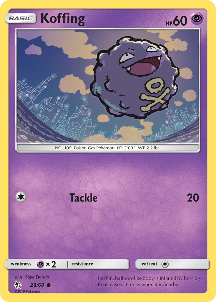 28, Common, Normal, Psychic, Psychic[×2], Reverse Holofoil, Sun & Moon: Hidden Fates Koffing (28/68) [Sun & Moon: Hidden Fates] - Trading Card World