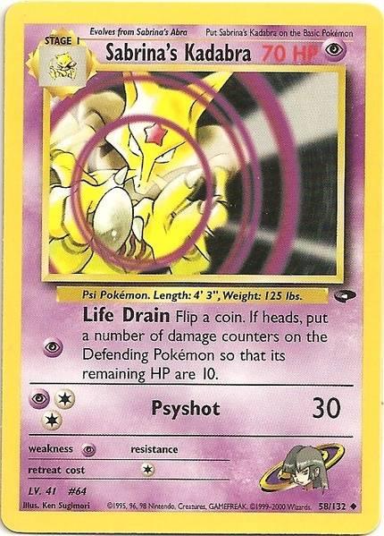 58, Gym Challenge Unlimited, Normal, Psychic, Psychic[×2], Uncommon Sabrina's Kadabra (58/132) [Gym Challenge Unlimited] - Trading Card World