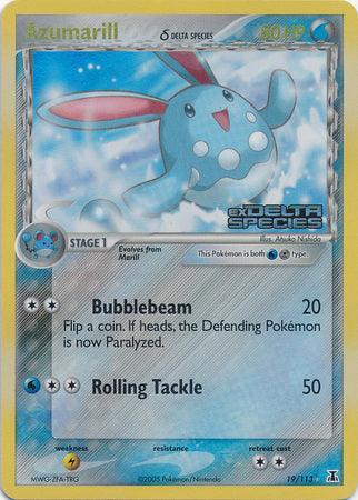 19, EX: Delta Species, Lightning[×2], Metal, Rare, Reverse Holofoil, Water Azumarill (19/113) (Delta Species) (Stamped) [EX: Delta Species] - Trading Card World