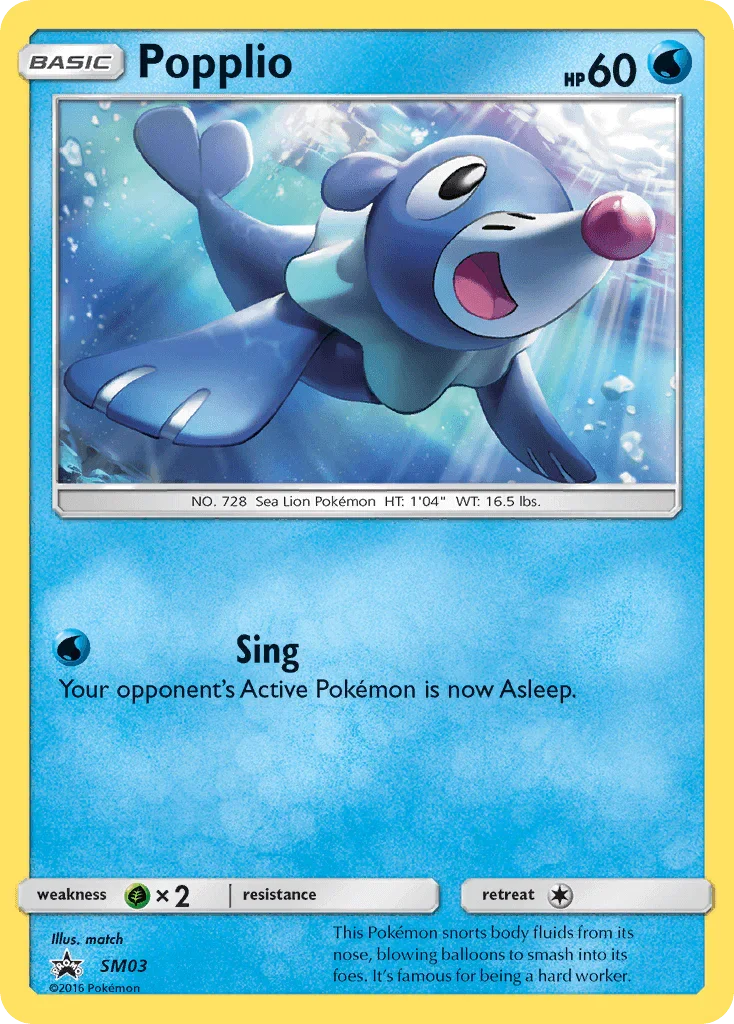 Black Star Promo, Grass[×2], Holofoil, SM03, Sun & Moon: Black Star Promos, Water Popplio (SM03) [Sun & Moon: Black Star Promos] - Trading Card World