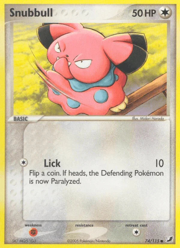 74, Colorless, Common, EX: Unseen Forces, Fighting[×2], Normal Snubbull (74/115) [EX: Unseen Forces] - Trading Card World