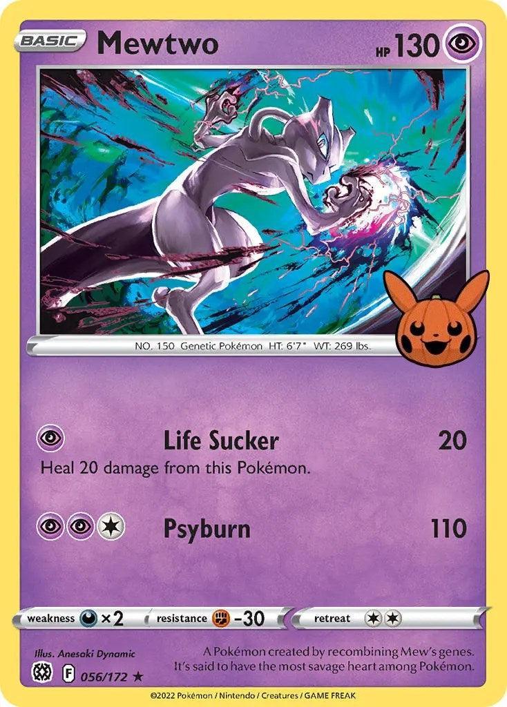 056, Darkness [x2], Fighting [-30], Holofoil, Promo, Psychic, Trick or Trade Mewtwo (056/172) [Trick or Trade] - Trading Card World