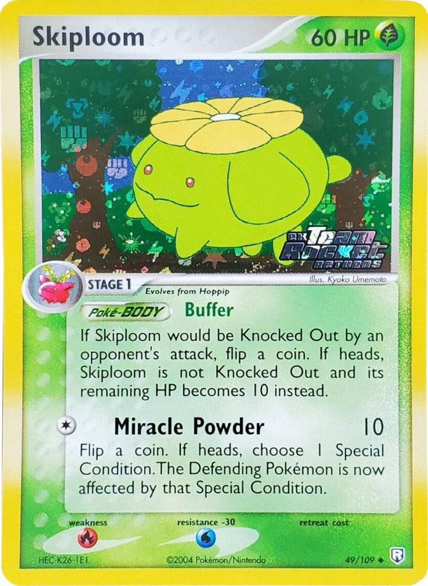 49, EX: Team Rocket Returns, Fire[×2], Grass, Reverse Holofoil, Uncommon, Water[-30] Skiploom (49/109) (Stamped) [EX: Team Rocket Returns] - Trading Card World