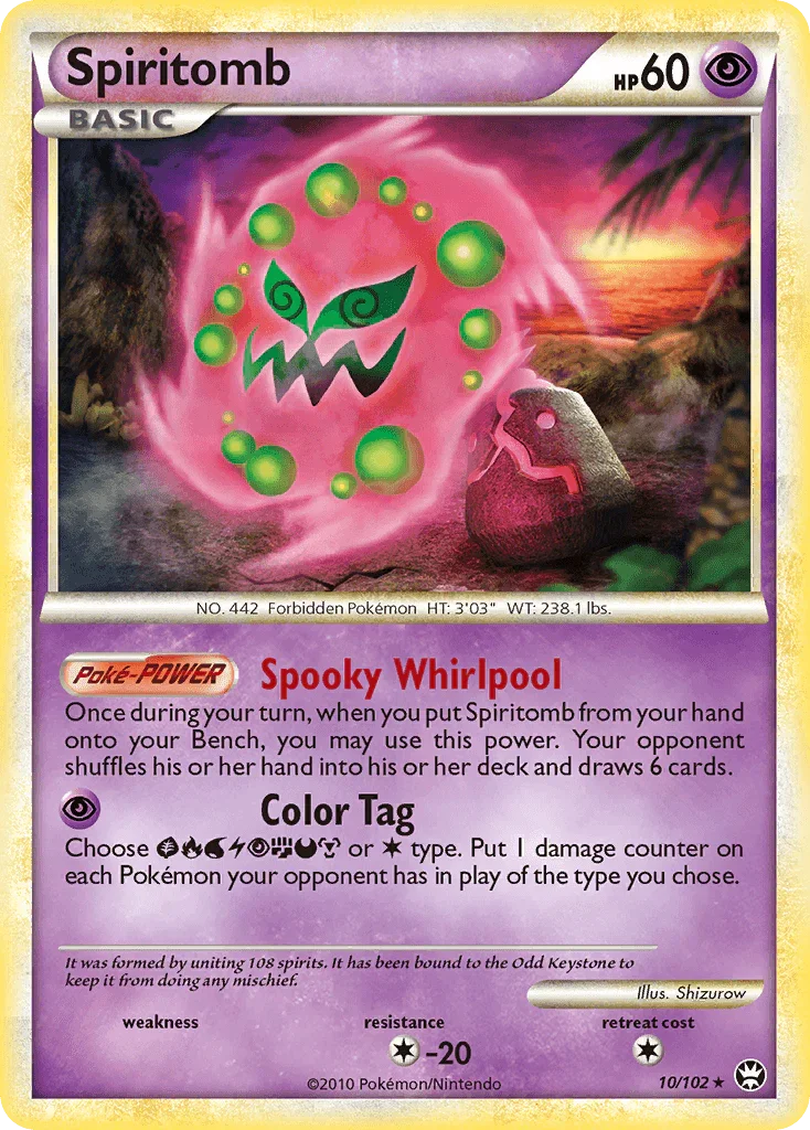 10, Colorless[-20], HeartGold & SoulSilver: Triumphant, Holo Rare, Holofoil, Psychic, Reverse Holofoil Spiritomb (10/102) [HeartGold & SoulSilver: Triumphant] - Trading Card World