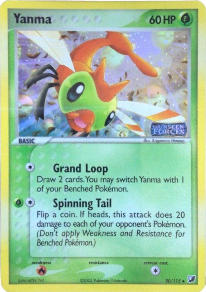 50, EX: Unseen Forces, Fire[×2], Grass, Reverse Holofoil, Uncommon Yanma (50/115) (Stamped) [EX: Unseen Forces] - Trading Card World