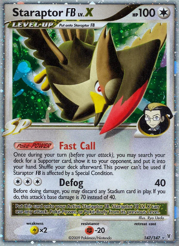 147, Colorless, Fighting[-20], Holo Rare, Holofoil, Lightning[×2], Platinum: Supreme Victors Staraptor FB LV.X (147/147) [Platinum: Supreme Victors] - Trading Card World