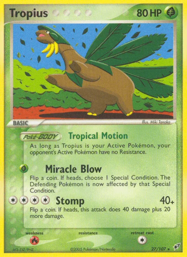 27, EX: Deoxys, Fire[×2], Grass, Normal, Rare Tropius (27/107) [EX: Deoxys] - Trading Card World