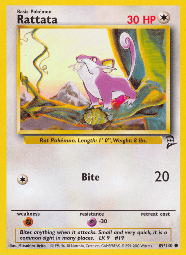 89, Base Set 2, Colorless, Common, Fighting[×2], Normal, Psychic[-30] Rattata (89/130) [Base Set 2] - Trading Card World