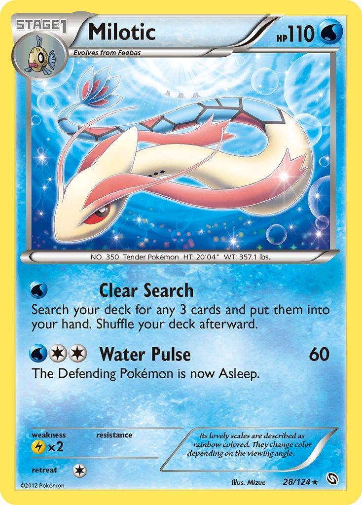 28, Black & White: Dragons Exalted, Lightning[×2], Normal, Rare, Water Milotic (28/124) (Theme Deck Exclusive) [Black & White: Dragons Exalted] - Trading Card World