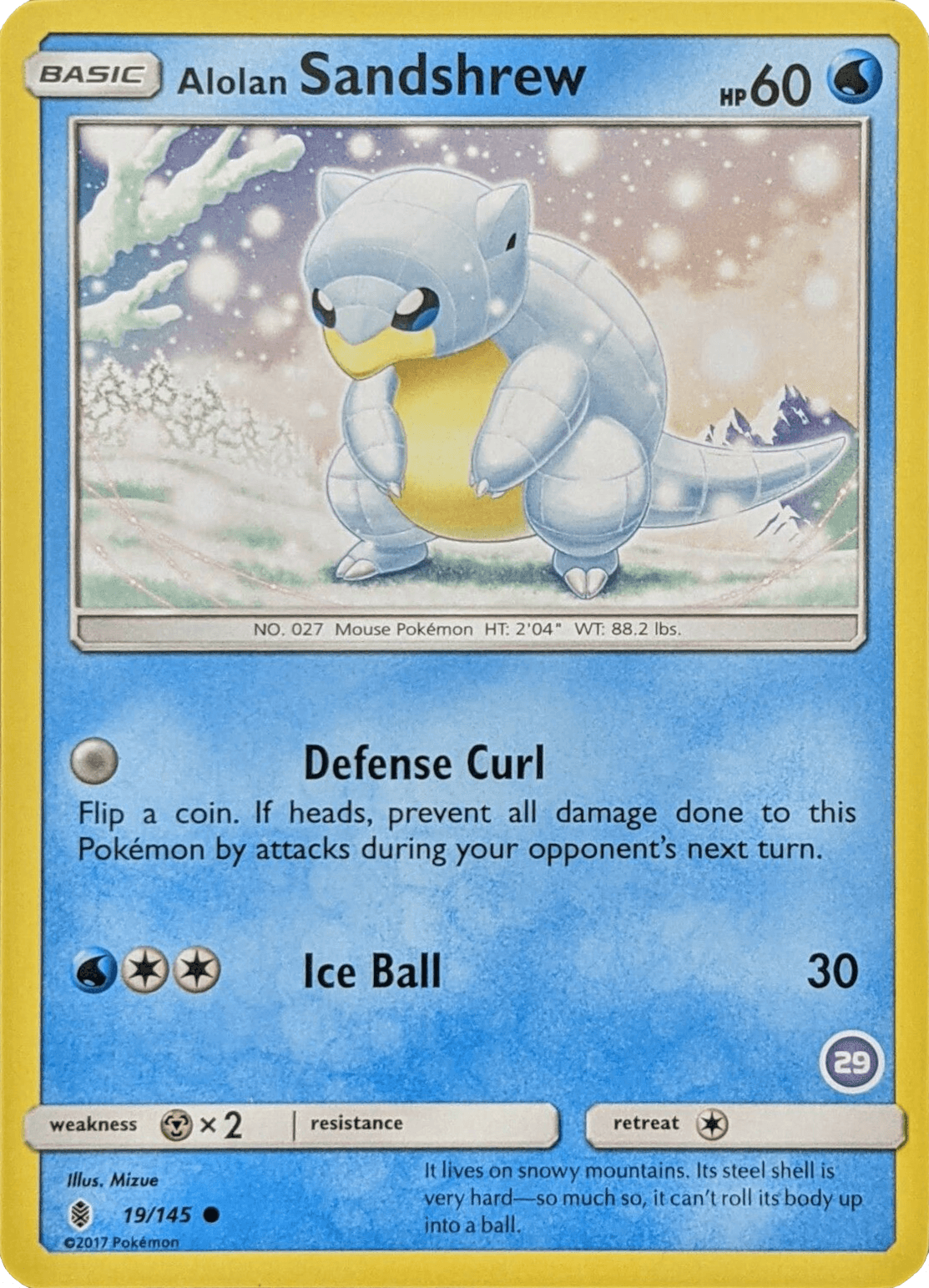 19, Common, Mx2, Normal, Sun & Moon: Trainer Kit - Alolan Sandslash, Water Alolan Sandshrew (19/145) (Deck Exclusive #29) [Sun & Moon: Trainer Kit - Alolan Sandslash] - Trading Card World