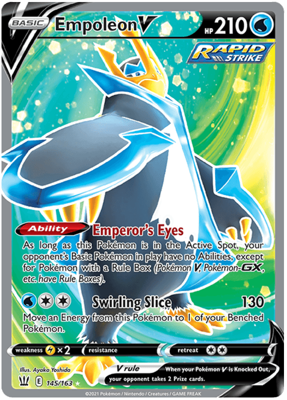 145, Holofoil, Lighting[x2], Sword & Shield: Battle Styles, Ultra Rare, Water Empoleon V (145/163) [Sword & Shield: Battle Styles] - Trading Card World