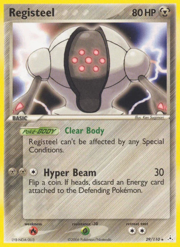 29, EX: Holon Phantoms, Fire[×2], Grass[-30], Metal, Normal, Rare Registeel (29/110) [EX: Holon Phantoms] - Trading Card World
