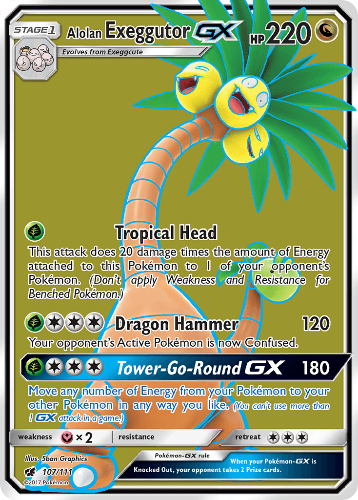 Dragon, Fairy[×2], Holofoil, Sun & Moon: Crimson Invasion, Ultra Rare Alolan Exeggutor GX (107/111) [Sun & Moon: Crimson Invasion] - Trading Card World