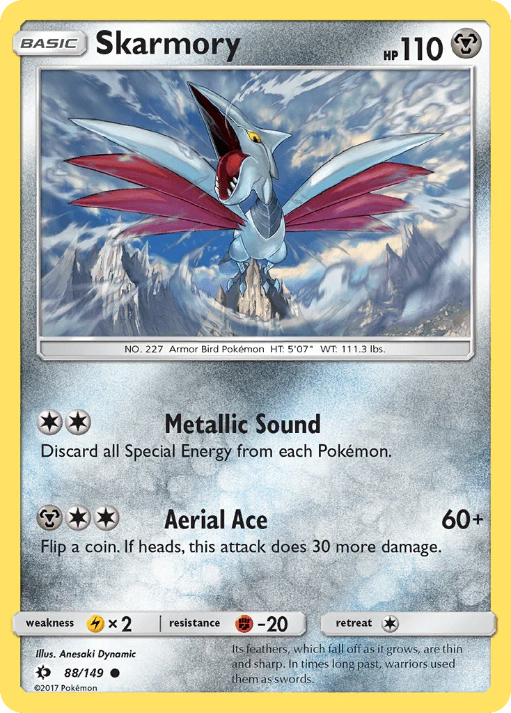 88, Common, Fighting[-20], Lightning[×2], Metal, Normal, Reverse Holofoil, Sun & Moon: Base Set Skarmory (88/149) [Sun & Moon: Base Set] - Trading Card World