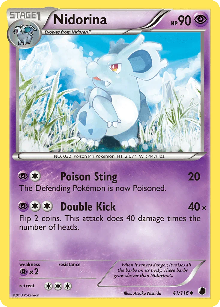 41, Black & White: Plasma Freeze, Normal, Psychic, Psychic[×2], Reverse Holofoil, Uncommon Nidorina (41/116) [Black & White: Plasma Freeze] - Trading Card World