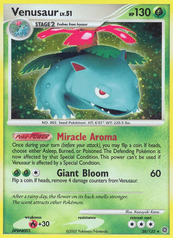 20, Diamond & Pearl: Secret Wonders, Fire[+30], Grass, Holo Rare, Holofoil, Reverse Holofoil Venusaur (20/132) [Diamond & Pearl: Secret Wonders] - Trading Card World