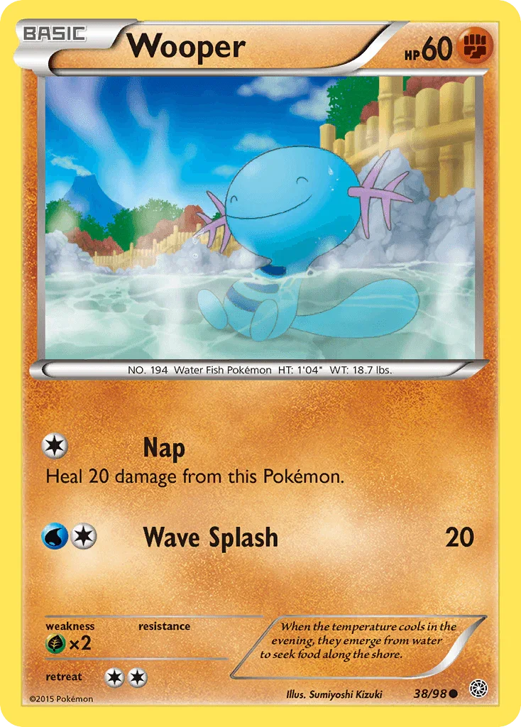 38, Common, Fighting, Grass[×2], Normal, Reverse Holofoil, XY: Ancient Origins Wooper (38/98) [XY: Ancient Origins] - Trading Card World