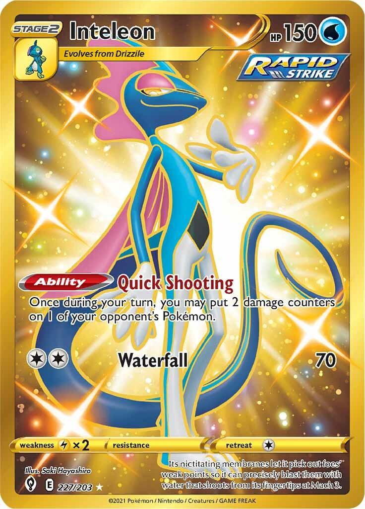 227, Holofoil, Lightning [x2], Secret Rare, Sword & Shield: Evolving Skies, Water Inteleon (227/203) [Sword & Shield: Evolving Skies] - Trading Card World
