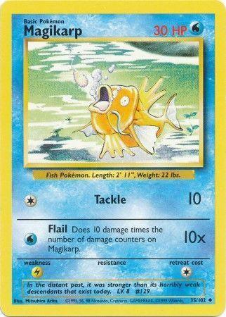 35, Base Set Unlimited, Lightning[×2], Normal, Uncommon, Water Magikarp (35/102) [Base Set Unlimited] - Trading Card World