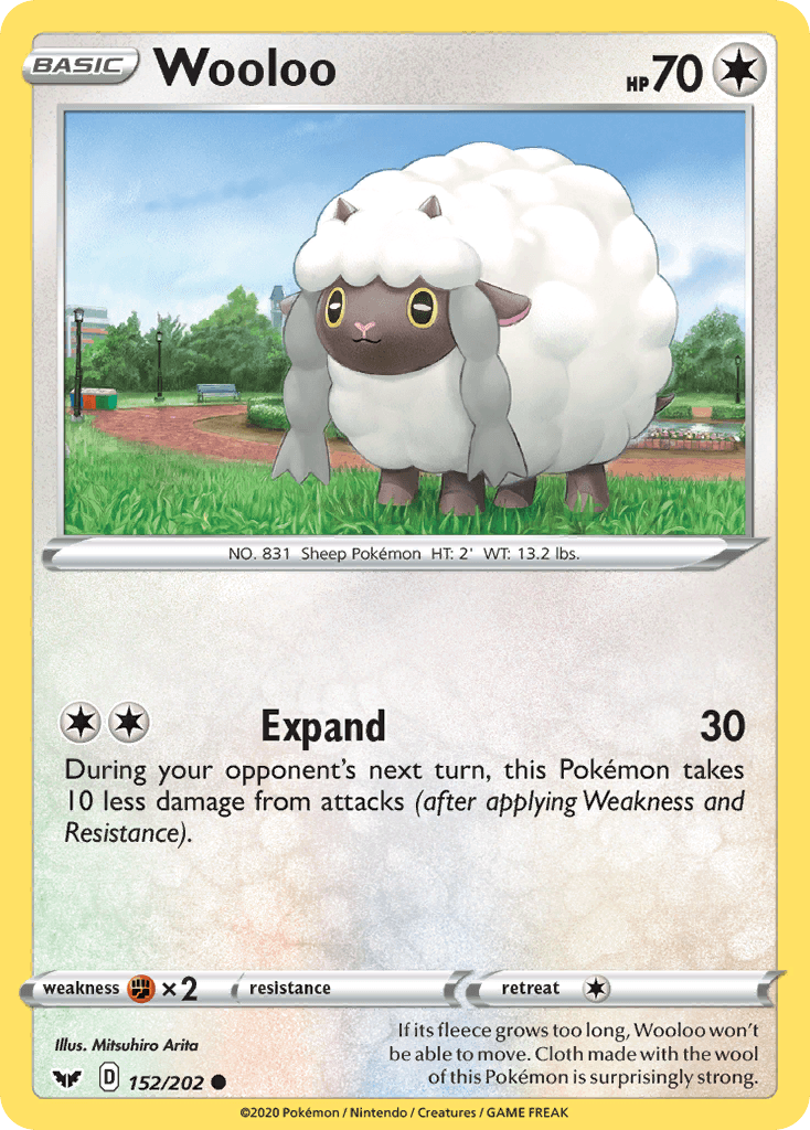 152, Colorless, Common, Fighting[×2], Normal, Reverse Holofoil, Sword & Shield: Base Set Wooloo (152/202) [Sword & Shield: Base Set] - Trading Card World