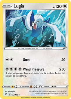 132, Colorless, Fighting[-30], Holo Rare, Holofoil, Lightning[×2], Reverse Holofoil, Sword & Shield: Vivid Voltage Lugia (132/185) [Sword & Shield: Vivid Voltage] - Trading Card World