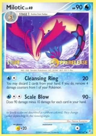 70, Lightning[+20], Nintendo: Black Star Promos, Normal, Promo, Water Milotic (70/147) (Staff Prerelease Promo) [Nintendo: Black Star Promos] - Trading Card World
