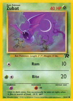 70, Common, Fighting[-30], Grass, Normal, Psychic[×2], Team Rocket Unlimited Zubat (70/82) [Team Rocket Unlimited] - Trading Card World