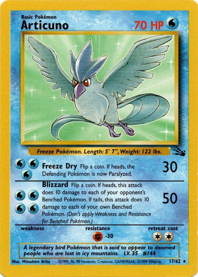 17, Fighting[-30], Fossil Unlimited, Normal, Rare, Water Articuno (17/62) [Fossil Unlimited] - Trading Card World