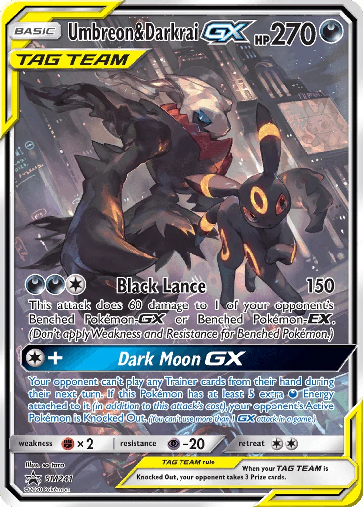 Darkness, Fighting[×2], Holofoil, Promo, Psychic[-20], SM241, Sun & Moon: Black Star Promos Umbreon & Darkrai GX (SM241) (Jumbo Card) [Sun & Moon: Black Star Promos] - Trading Card World