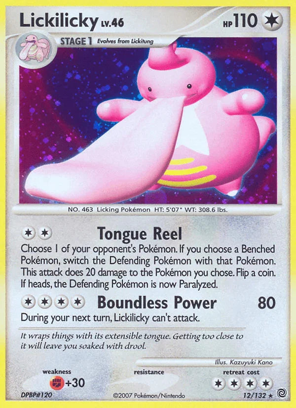12, Colorless, Diamond & Pearl: Secret Wonders, Fighting[+30], Holo Rare, Holofoil, Reverse Holofoil Lickilicky (12/132) [Diamond & Pearl: Secret Wonders] - Trading Card World