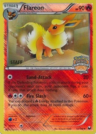 12, Black & White: Dark Explorers, Fire, Promo, Reverse Holofoil, Water[×2] Flareon (12/108) (Regional Championship 2013 Promo Staff) [Black & White: Dark Explorers] - Trading Card World
