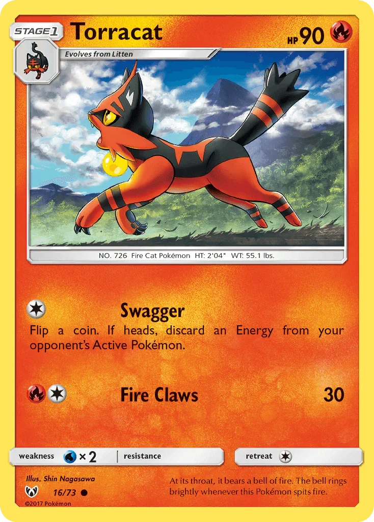 16, Common, Fire, Normal, Reverse Holofoil, Sun & Moon: Shining Legends, Water[×2] Torracat (16/73) [Sun & Moon: Shining Legends] - Trading Card World