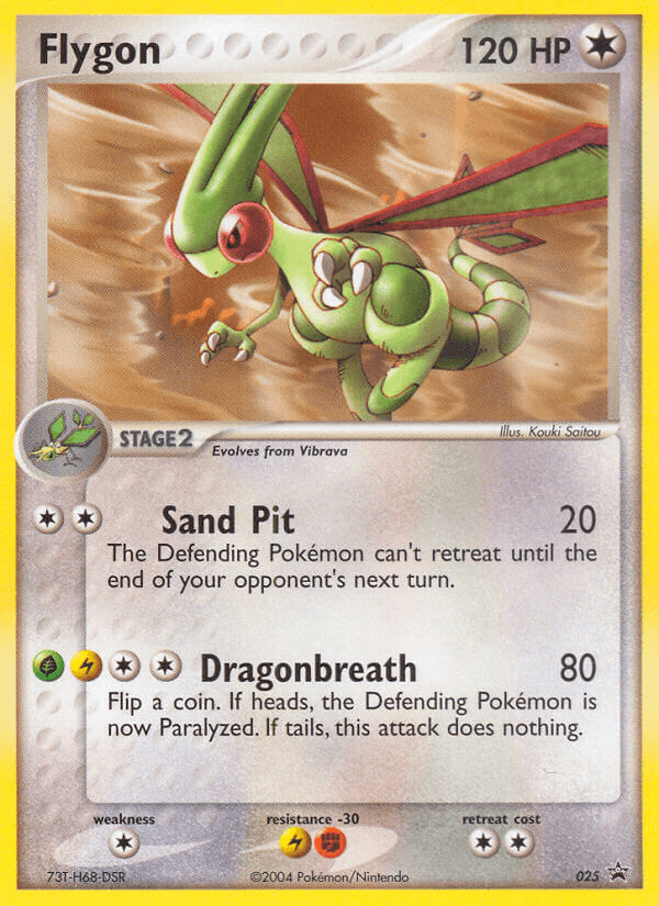 025, Black Star Promo, Colorless, Colorless[×2], Fighting[-30], Holofoil, Lightning[-30], Nintendo: Black Star Promos, Normal Flygon (025) [Nintendo: Black Star Promos] - Trading Card World
