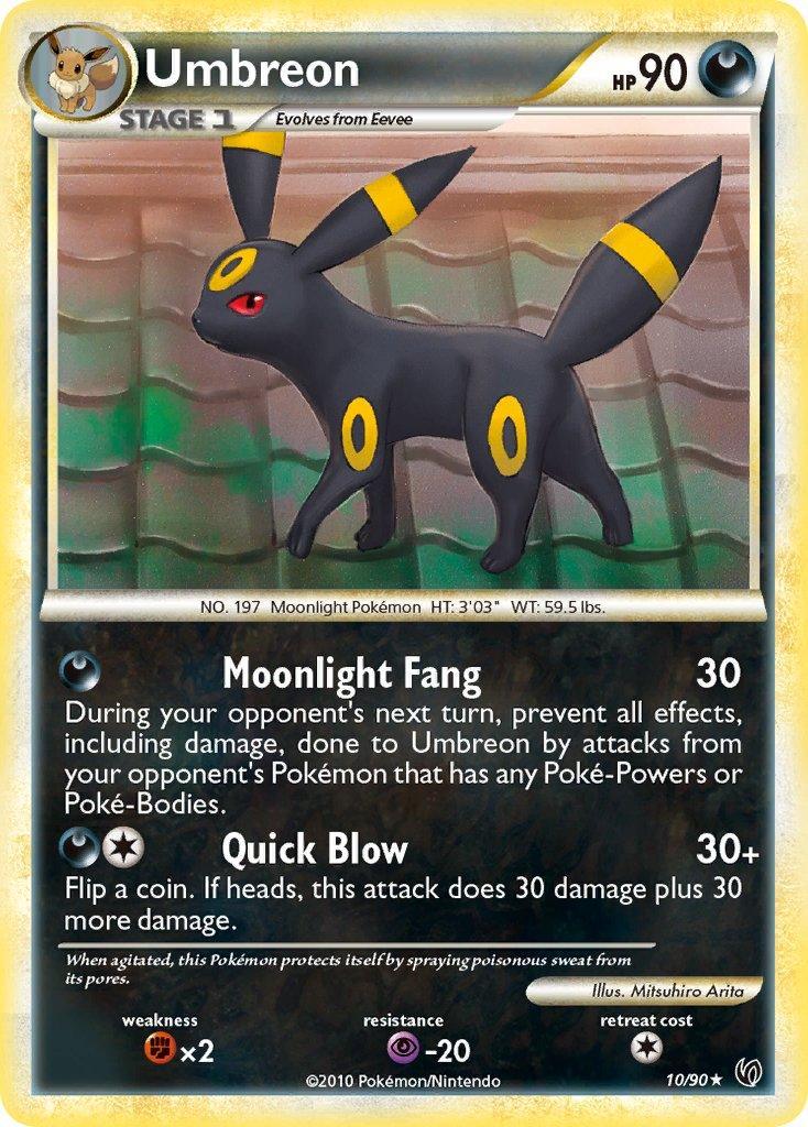 10, Darkness, Fighting[×2], HeartGold & SoulSilver: Undaunted, Normal, Psychic[-20], Rare Umbreon (10/90) (Theme Deck Exclusive) [HeartGold & SoulSilver: Undaunted] - Trading Card World