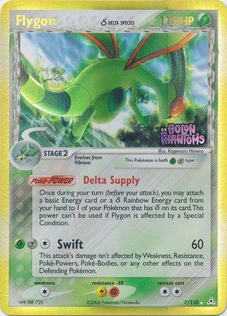 Colorless[×2], EX: Holon Phantoms, Fighting[-30], Grass, Holo Rare, Lightning[-30], Metal, Reverse Holofoil Flygon (7/110) (Delta Species) (Stamped) [EX: Holon Phantoms] - Trading Card World