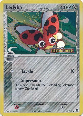 53, Common, EX: Dragon Frontiers, Fire[×2], Metal, Reverse Holofoil Ledyba (53/101) (Delta Species) (Stamped) [EX: Dragon Frontiers] - Trading Card World