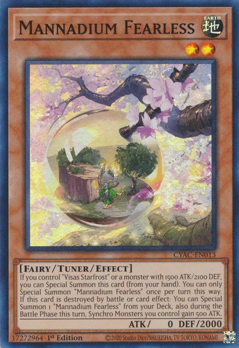 1st Edition, Cyberstorm Access, Earth, Fairy, Super Rare, Tuner/Effect Monster Mannadium Fearless [CYAC-EN013] Super Rare - Trading Card World