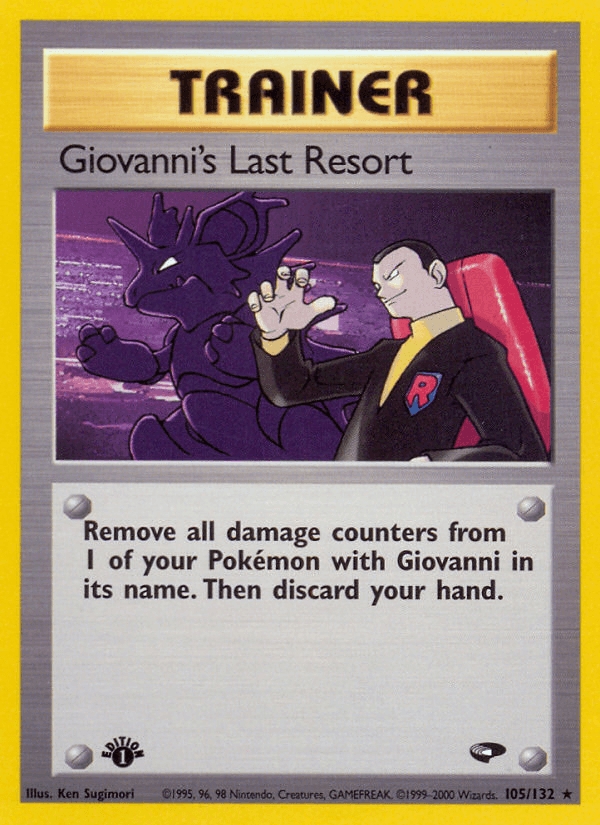 105, 1st Edition Normal, Gym Challenge 1st Edition, Rare, Trainer Giovanni's Last Resort (105/132) [Gym Challenge 1st Edition] - Trading Card World