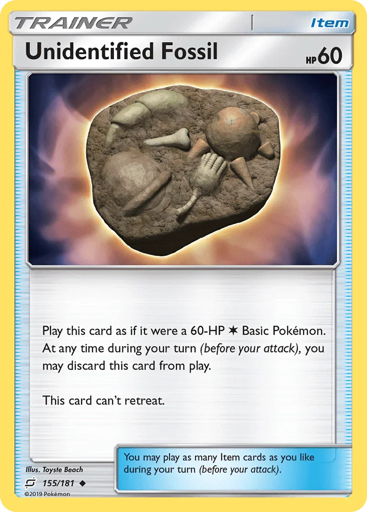 155, Item, Normal, Reverse Holofoil, Sun & Moon: Team Up, Uncommon Unidentified Fossil (155/181) [Sun & Moon: Team Up] - Trading Card World