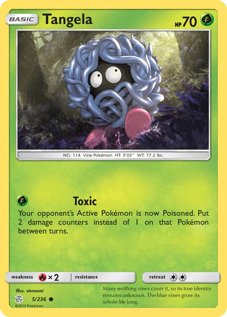 Common, Fire[×2], Grass, Normal, Reverse Holofoil, Sun & Moon: Cosmic Eclipse Tangela (5/236) [Sun & Moon: Cosmic Eclipse] - Trading Card World