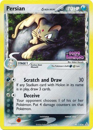 48, Darkness, EX: Holon Phantoms, Fighting[×2], Metal, Reverse Holofoil, Uncommon Persian (48/110) (Delta Species) (Stamped) [EX: Holon Phantoms] - Trading Card World