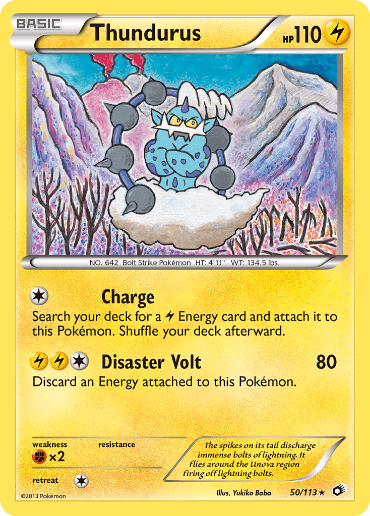 50, Black & White: Legendary Treasures, Fighting[×2], Lightning, Normal, Rare Thundurus (50/113) (Theme Deck Exclusive) [Black & White: Legendary Treasures] - Trading Card World