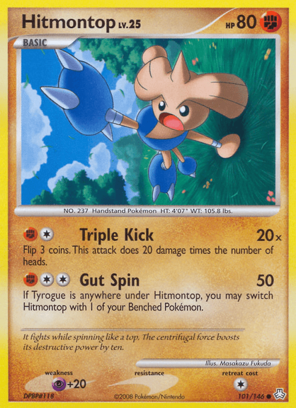 Common, Diamond & Pearl: Legends Awakened, Fighting, Normal, Psychic[+20], Reverse Holofoil Hitmontop (101/146) [Diamond & Pearl: Legends Awakened] - Trading Card World